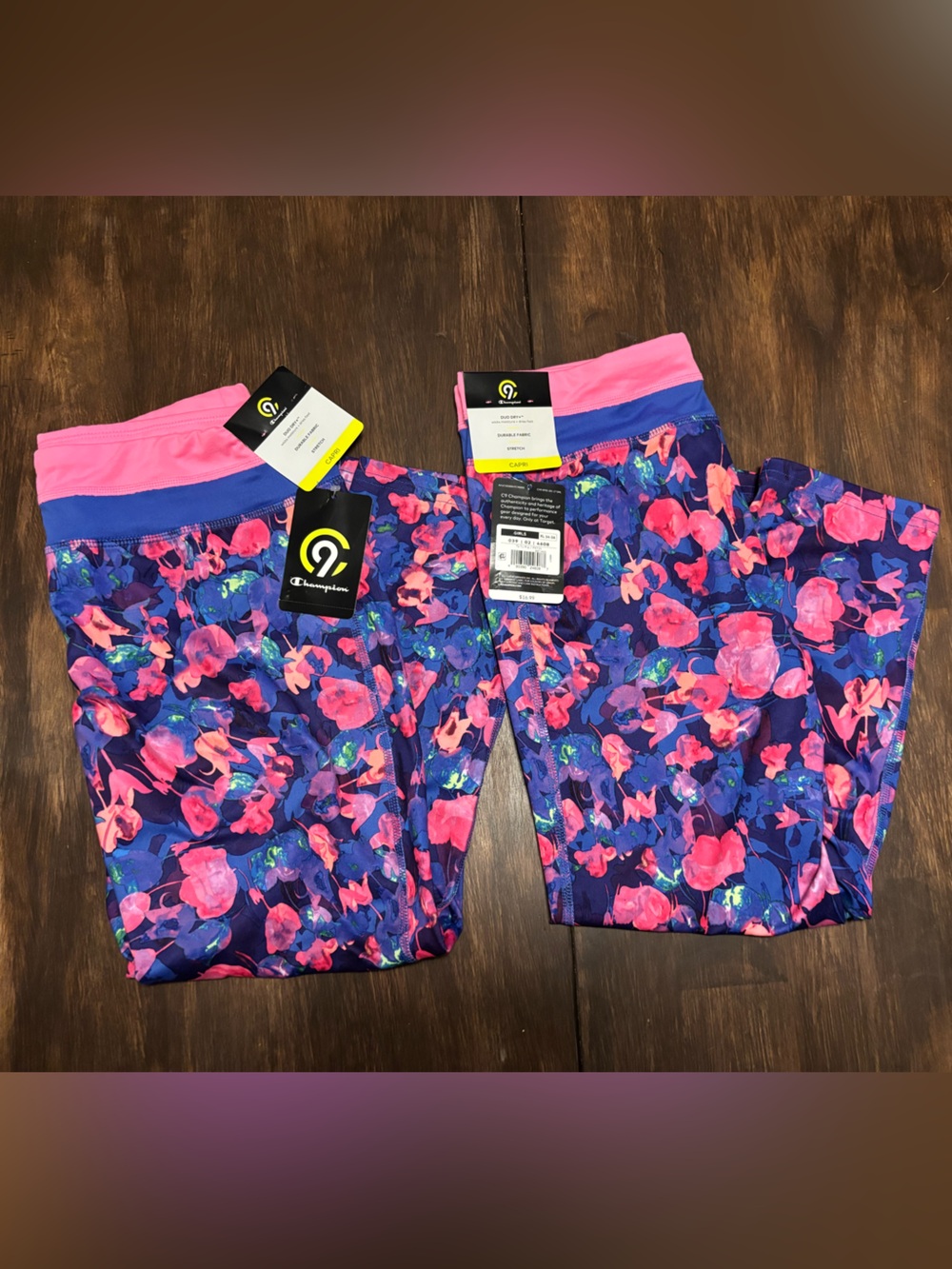 Champion Girls Floral Capri Shorts - Pink, Purple & Blue